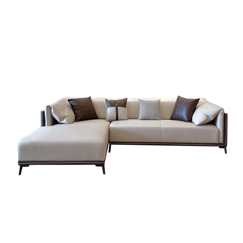 Modern Stain-Resistant Faux Leather Pillow Top Arm Sofa/Sectional for Living Room