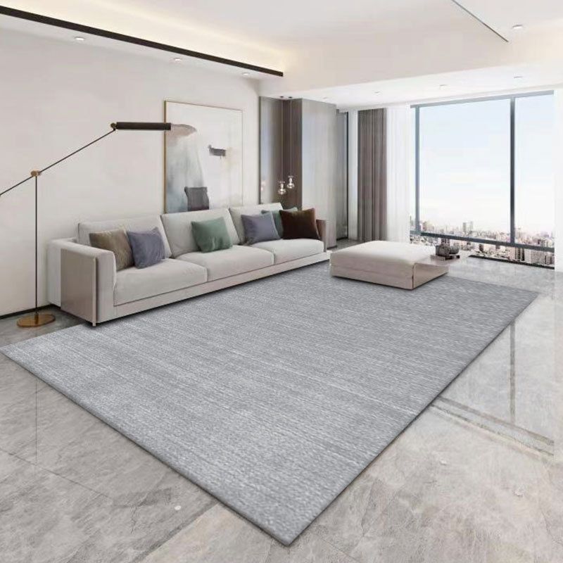 Dark Gray Modern Rug Polyester Linen Indoor Rug Washable Rug for Drawing Room