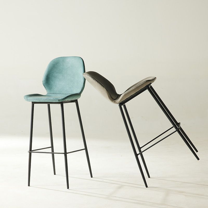 Contemporary PU Leather Bar Stool Low Back Upholstered Bar Stool