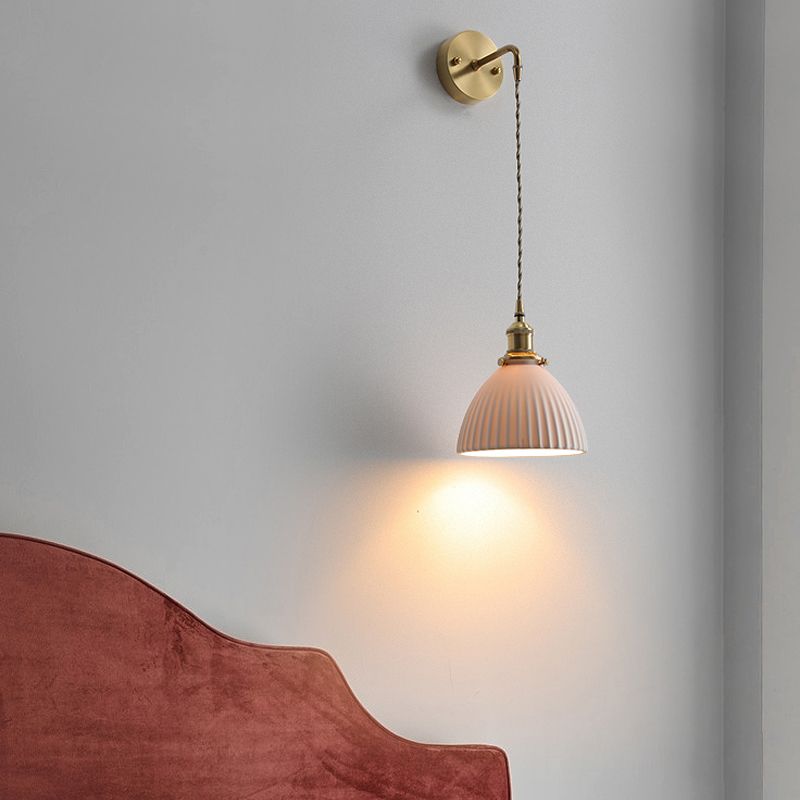Modern Ceramic Wall Sconce Metal 1 Blub Wall Mounted Light Fixture for Living Room