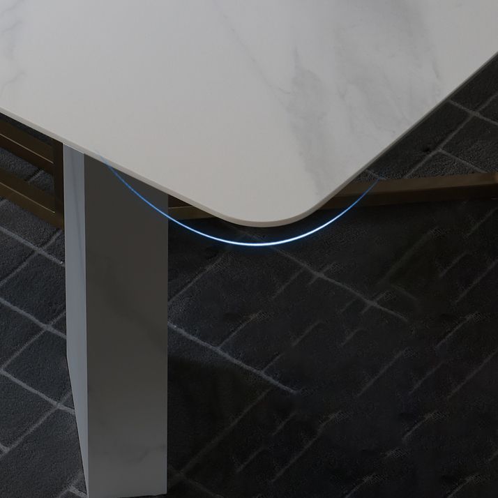 Traditional Luxury Dining Table White Rectangle Sintered Stone Dining Table for Home Use