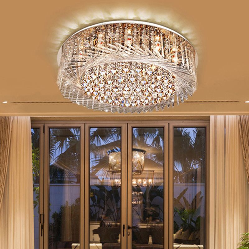 Drum-plafondlamp Eigentijds kristal LED-chroom inbouwlicht, 23,5"/31,5" breed