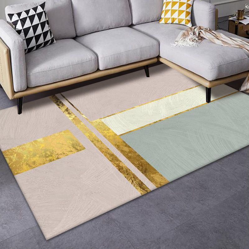Tapis de tapis moderne en or tapis lavable en polyester pour le salon