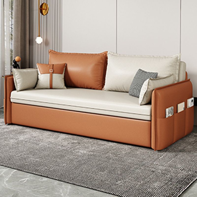 32" Wide Scandinavian Sleeper Sofa Futon Faux Leather Sleeper Sofa