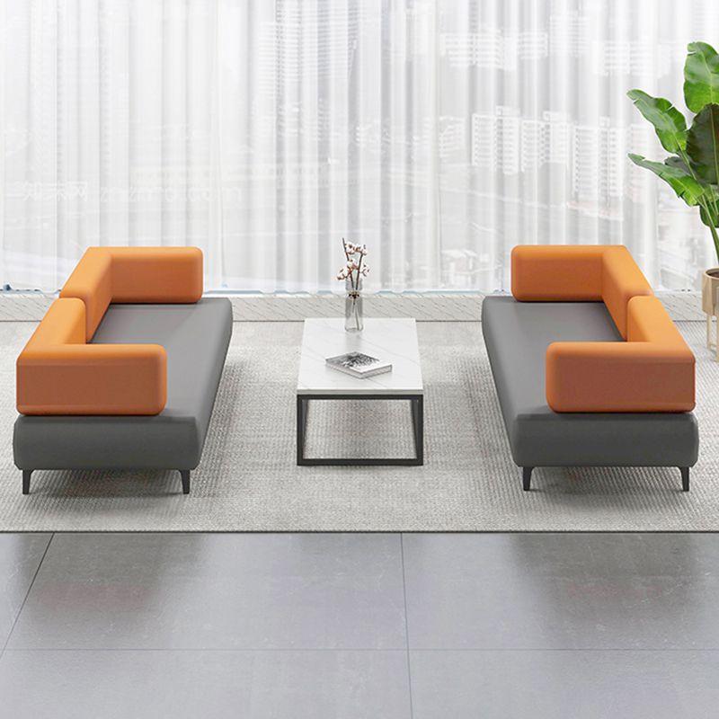 29.53" H Faux Leather Sofa Contemporary Tuxedo Arm Sofa in Gray