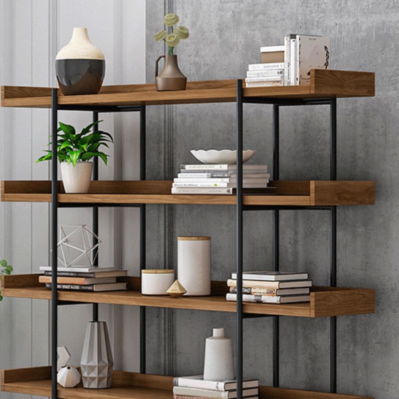 Etagere Open Back Bookshelf Wooden Industrial Bookcase with Shelves
