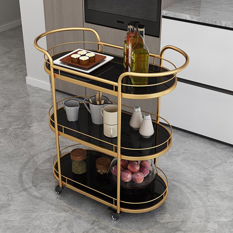 Modern Open Storage Kitchen Trolley Dining Room Rolling Prep Table