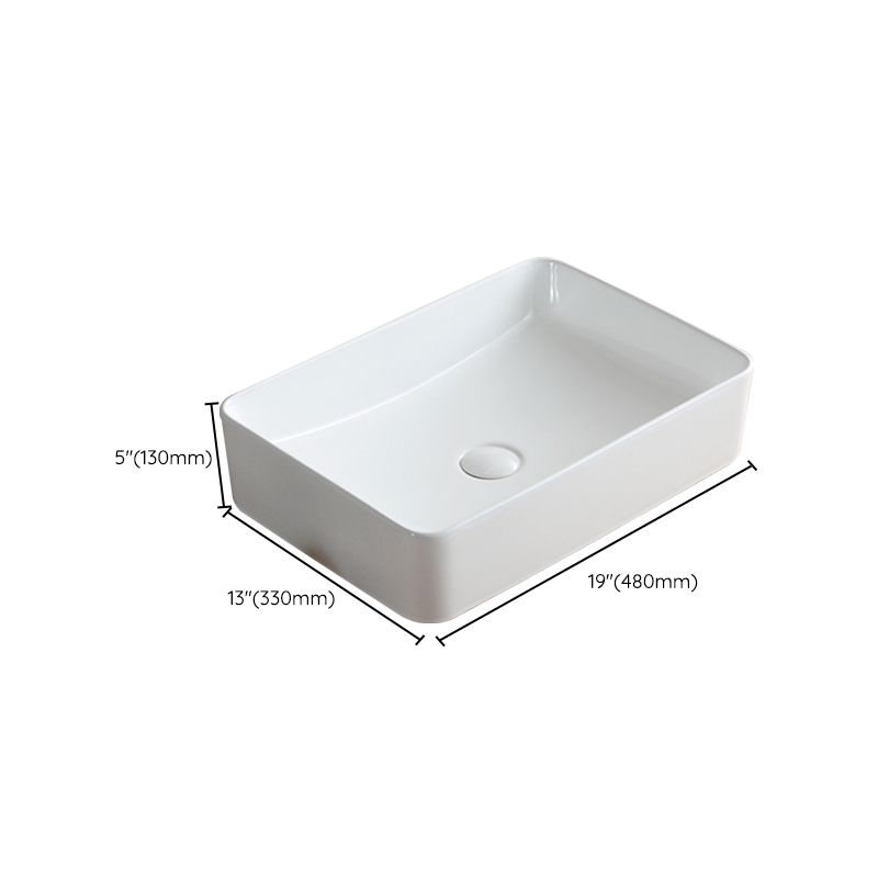 Modern Bathroom Sink Pop-Up Drain Porcelain Round Vessel Sink