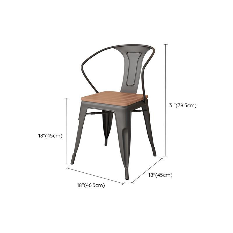 Industrial Arm Chair Iron Black Open Back With Arm Dining Armchair