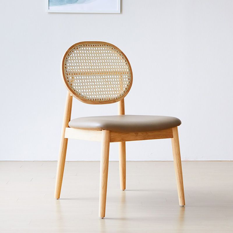 Tropical Dining Side Chair Rattan Outdoors Dining Chairs with Upholstered