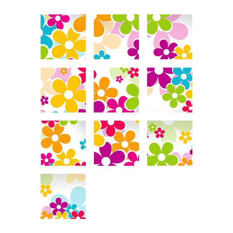 Bright Flowers Peel Wallpaper Panel Set for Bedroom, Red-Yellow-Blue-Green, 4.3-sq ft