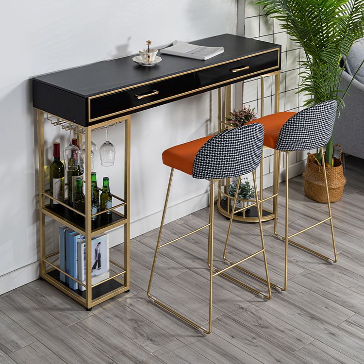 Glam Style Stone Bar Table Set 1/2/3 Pcs Rectangular Pub Set for Indoor