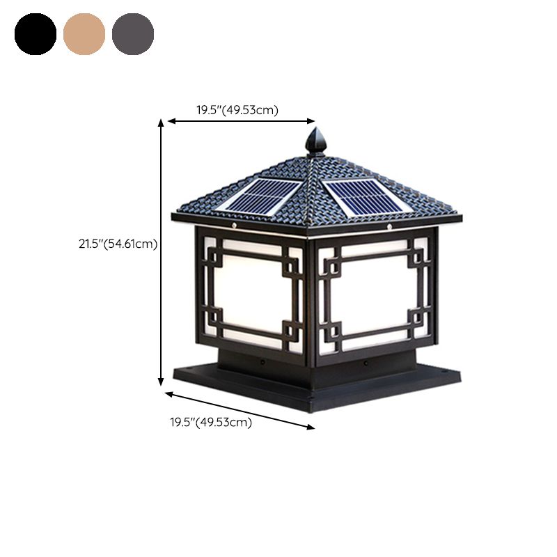 Rectangle Shape Metal Outdoor Light Modern 1 Light Solar Pillar Lights