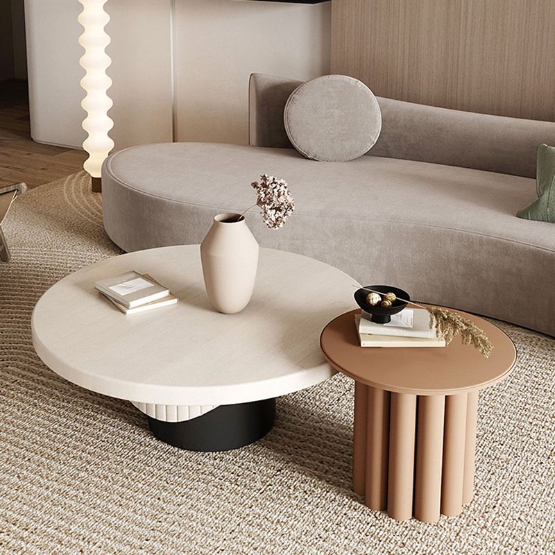 Nordic Wood Pedestal Coffee Table Macaroon Round Nesting Coffee Table