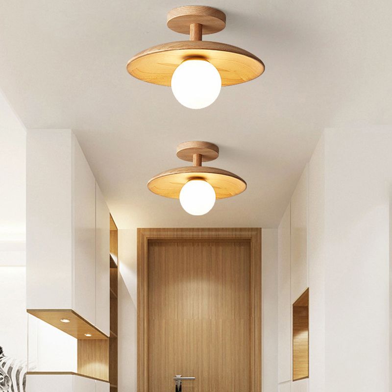 Japanese Style Wooden Ceiling Light Ball Shape Ceiling Lamp for Living Room
