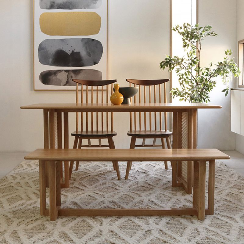 Glam Rectangle Shape Solid Wood Dining Table Khaki Standard Dining Table for Kitchen