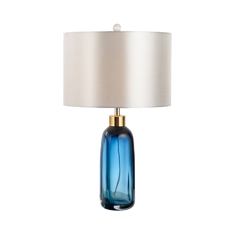 1 Tarea de estudio de bombilla Iluminación Moderna lámpara de escritorio azul moderno con sombra de tela cilíndrica