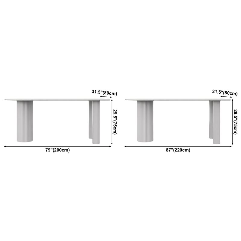 Contemporary Dining Table Sintered Stone Table with 3 White Legs for Dining