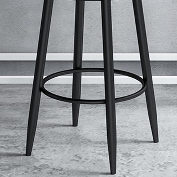 Modern Armless Backrest Counter Stool Iron Cafe Bar Stool with Velvet Cushion