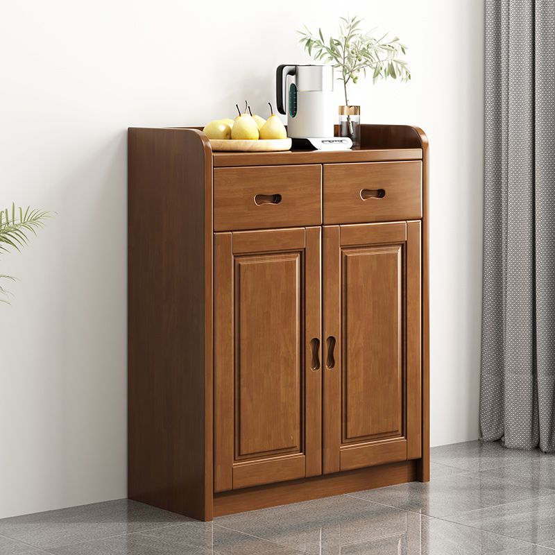 Modern Accent Cabinet with 2 Drawers and Shelfs in Rubberwood