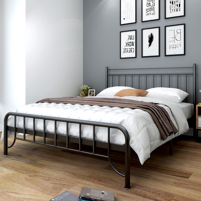 Modern Rectangular Bed Metal Legs Bed with Upholstered Headboard