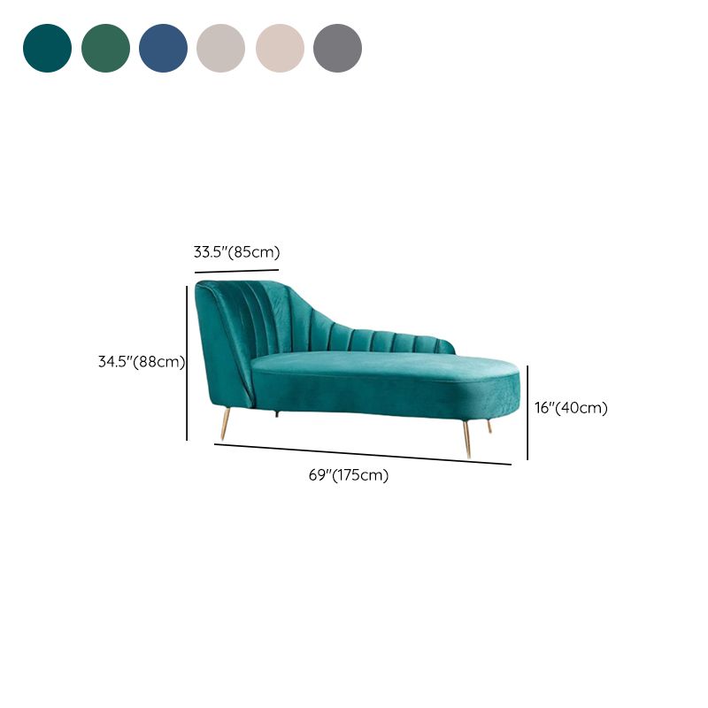 Living Room Recessed Arms Chaise Modern Style Velvet Chaise with Upholster