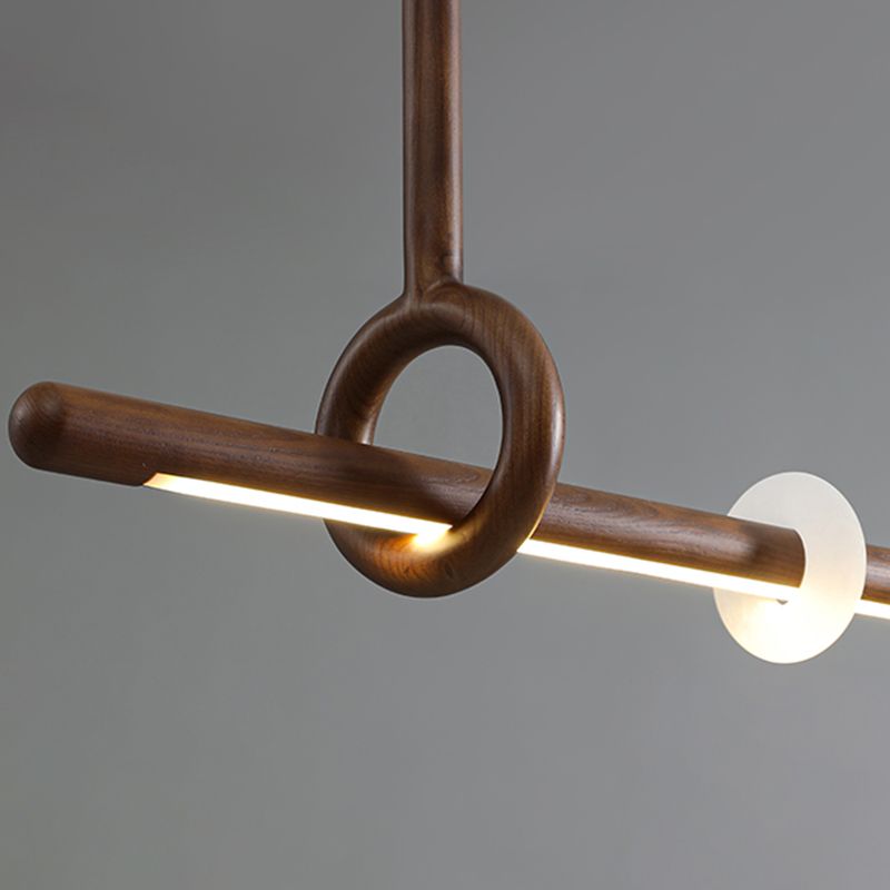 Modern Minimalist Style Linear Chandelier Light Fixtures Wood Pendant Light Fixtures