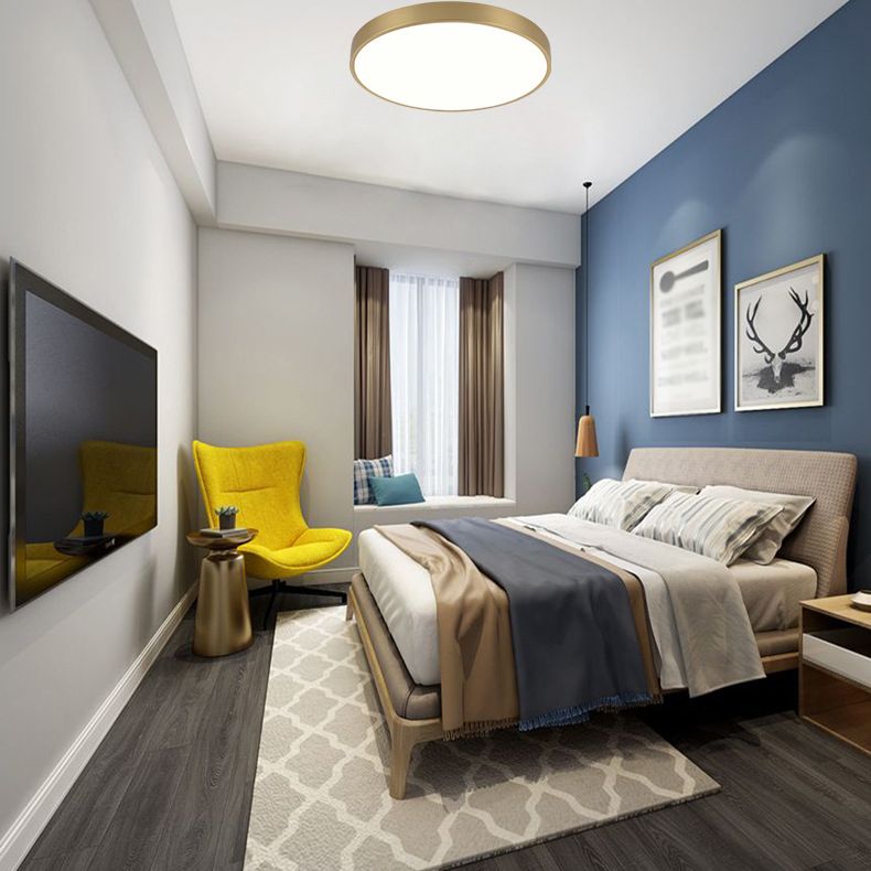 Gouden Ronde Minimalisme LED Plafond Licht Messing Moderne Stijl Woonkamer Verlichting Fixture