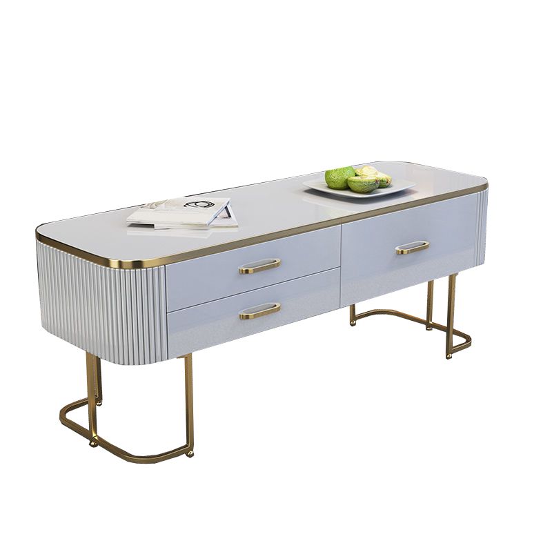 Contemporary Coffee Table with Storage Drawer and Golden Frame Base