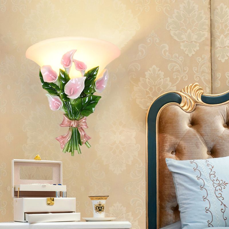 Bouquet de résine Flush Mount moderne 1 Murau clair Appiculture de lumière en noir / vert avec verre givré en opale