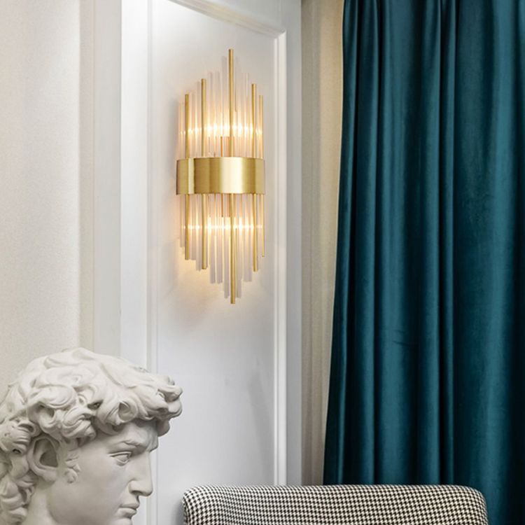 Clear Crystal Wall Mounted Light Fixture Modern Style 2-Lights Wall Lighting for Hotel