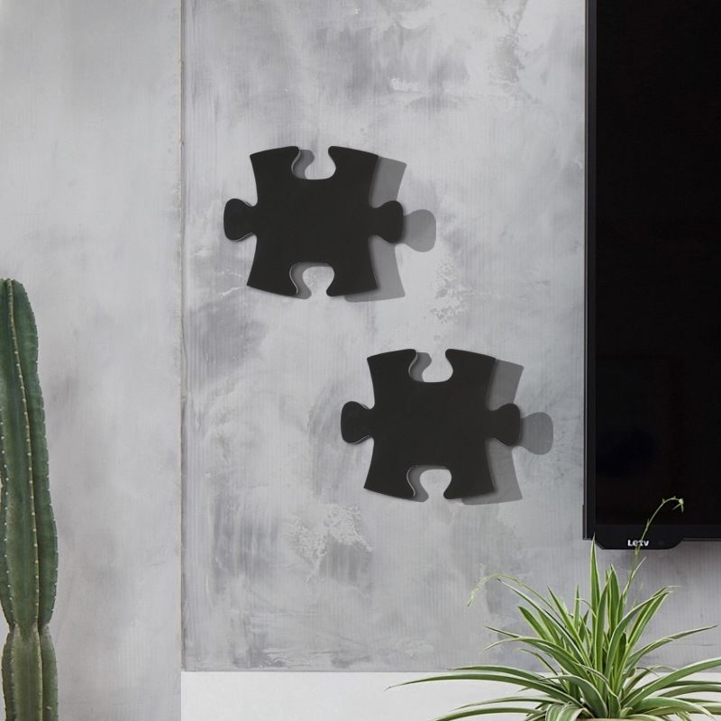 Jigsaw Sconce Light Modern Acrylic Black/White LED Wall Light in Warm/White Light for Living Room