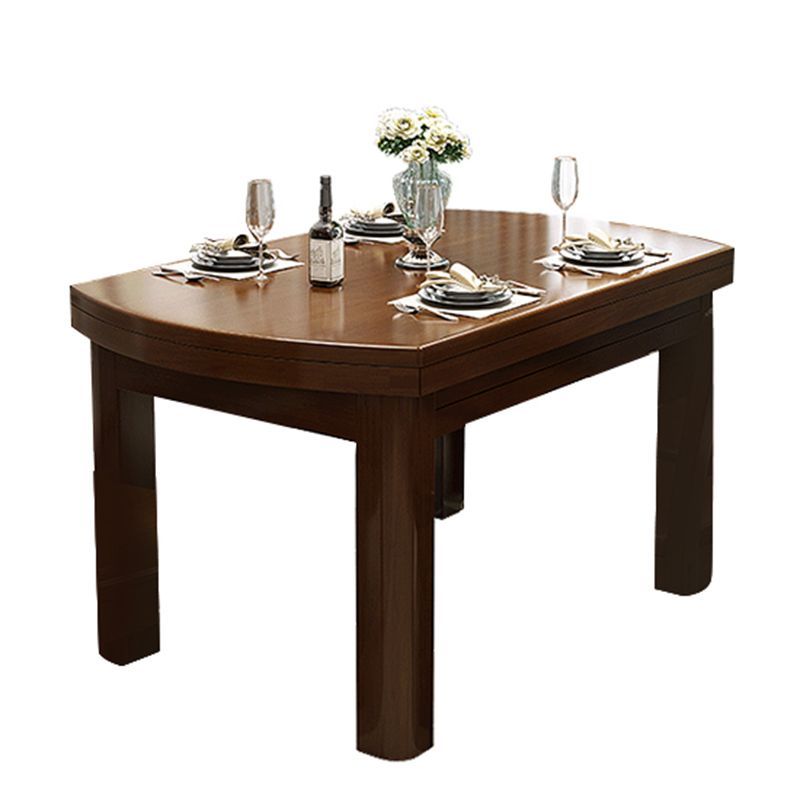 Brown Solid Wood Dining Table for Home Modern Foldable Dinette Table