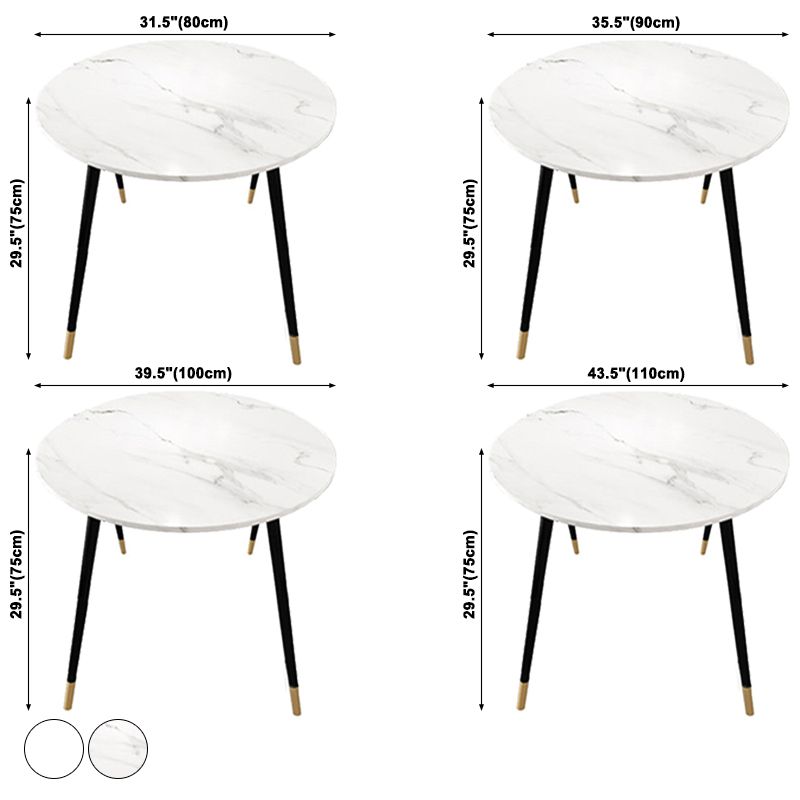 Ronde vorm Moderne eettafel Witte toon vaste tafel met gesinterde steen