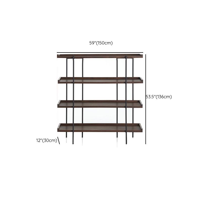 Etagere Open Back Bookshelf Wooden Industrial Bookcase with Shelves
