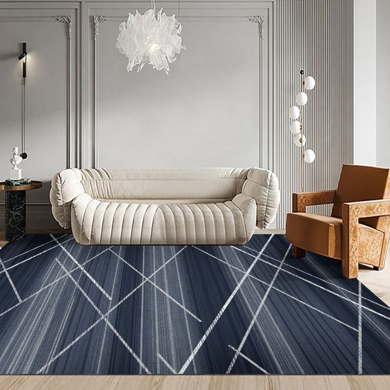 Gray Modern Rug Polyester Abstract Striped Rug Stain Resistant Rug for Home Decor