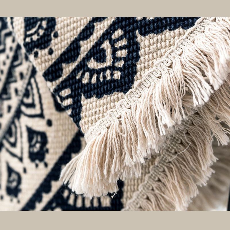 Tapis de motif noir Polyester Bohemian Area Rapis Fringe Fringe Forg Intérieur pour décoration domestique