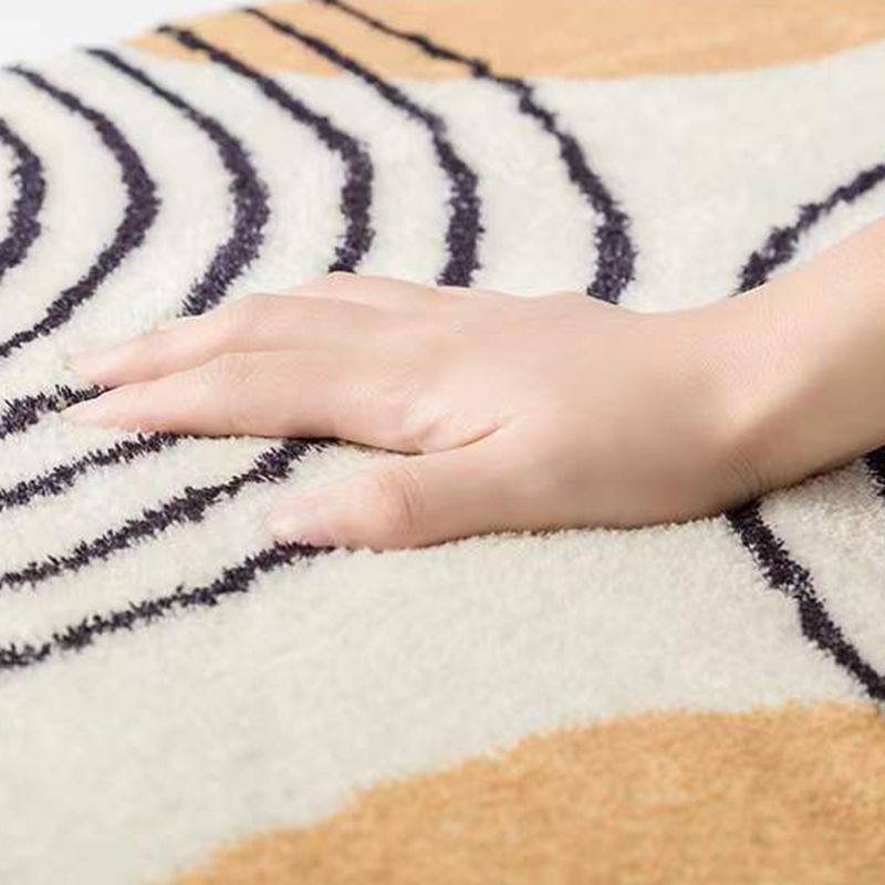 Gray Modern Rug Polyester Graphic Indoor Rug Non-Slip Backing Rug for Home Decor