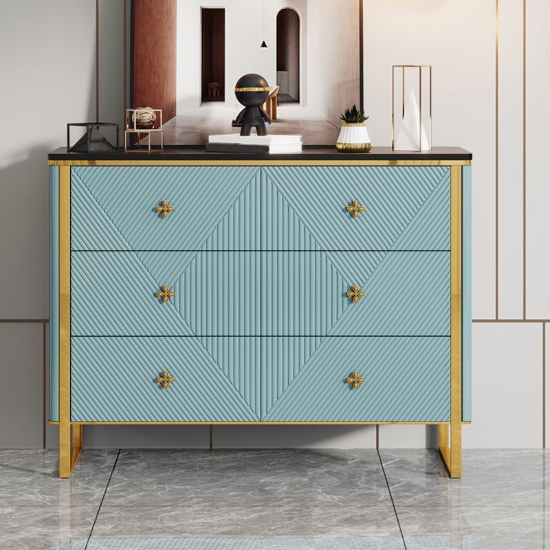 Glam Horizontal Double Dresser Stone Storage Chest Dresser for Bedroom