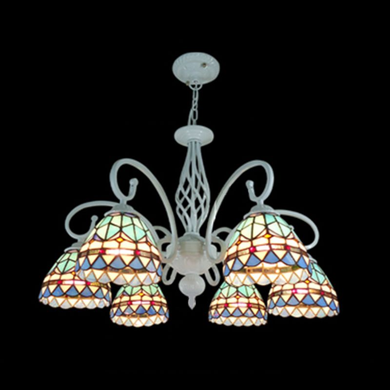 Lampada sospesa colorata di sputnik in stile in ferro battuto in stile lussuoso Tiffany con tonalità di vetro