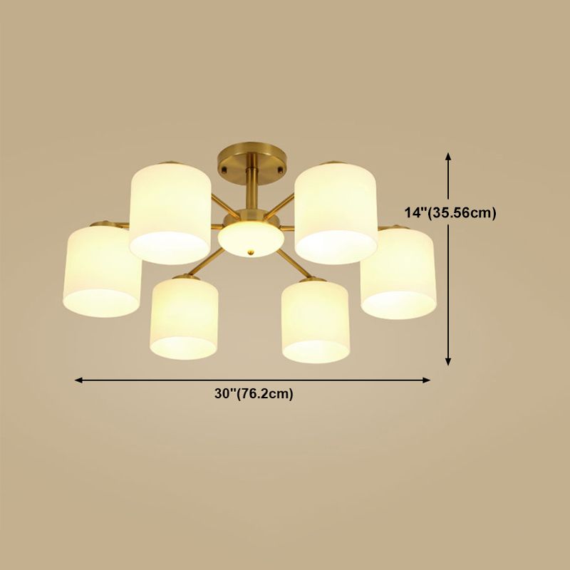 Luces de montaje de semi rascijada de estilo modernista Cilíndrico Cilindro de lámpara de techo de vidrio en oro