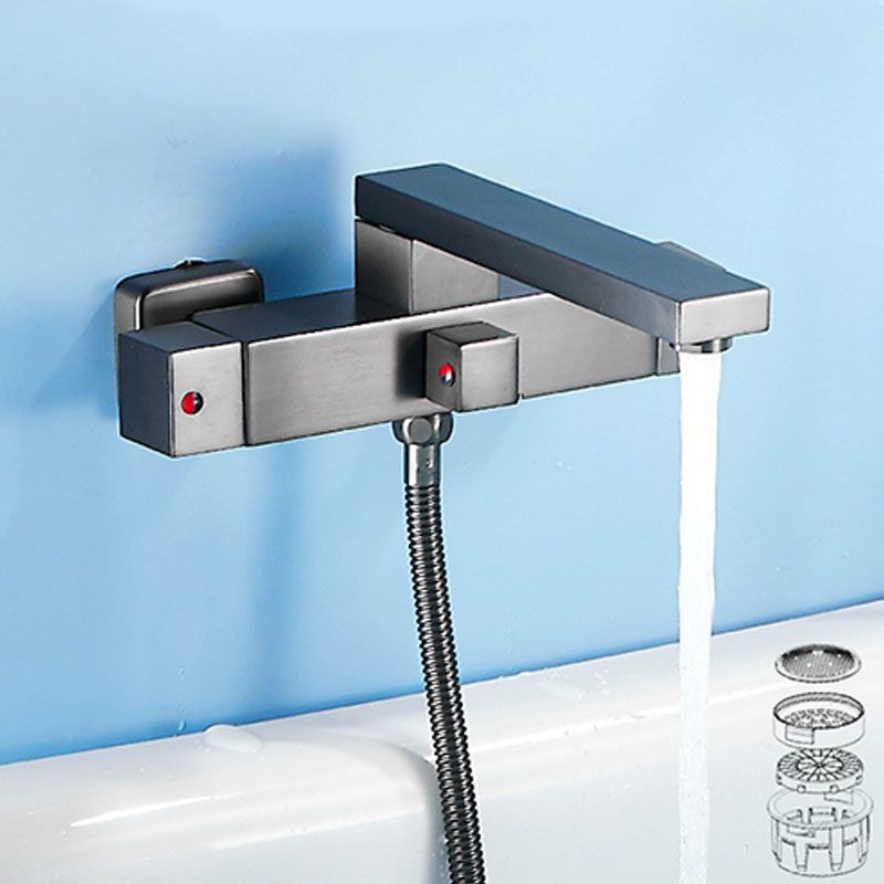 Wall Mounted MetalTub Filler Double Handles Wall Mounted Faucet