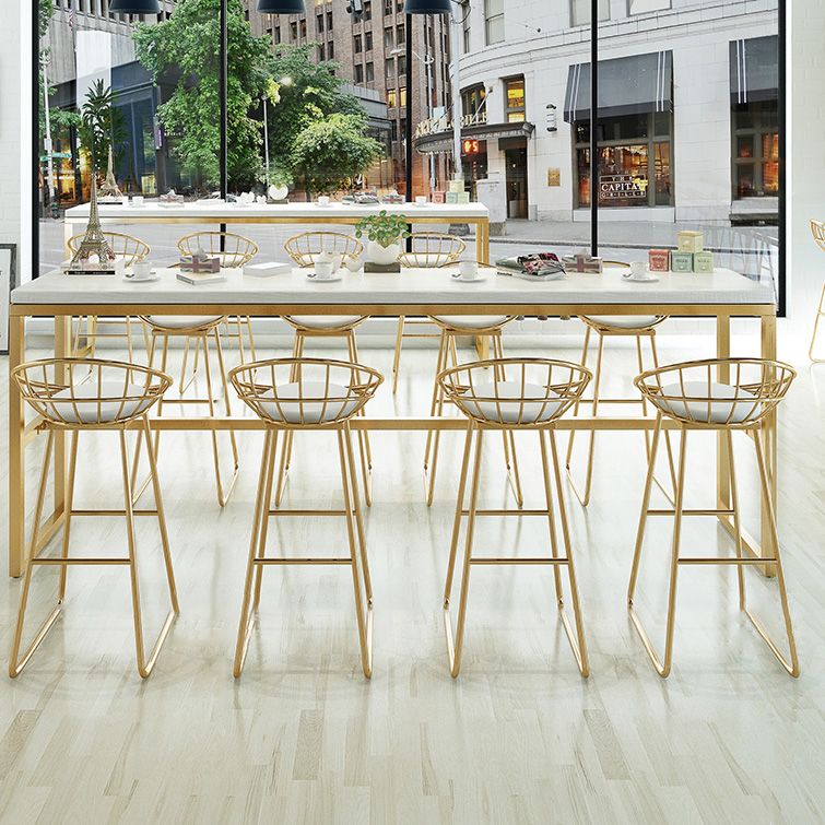 White Glam Style Counter in Faux Marble and Iron Milk Tea Shop Bar Table
