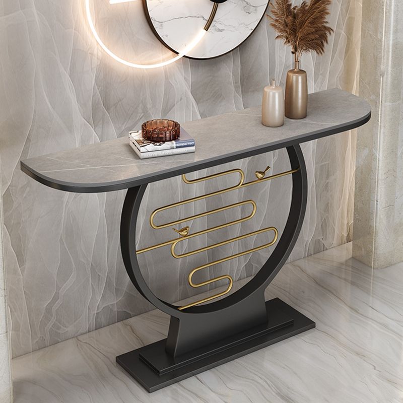 Half Moon Marble/metal Scratch Resistant Console Table for Hall