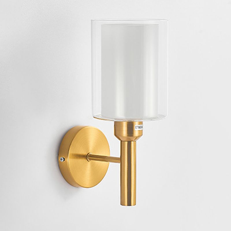 Modern Vanity Lighting Cylinder Shade Wall Light Fixture with Glass for Bathroom