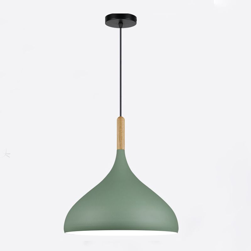 Modern Wooden Top Pendant Light, Minimalist Teardrop Shade Macaron Hanging Lamp