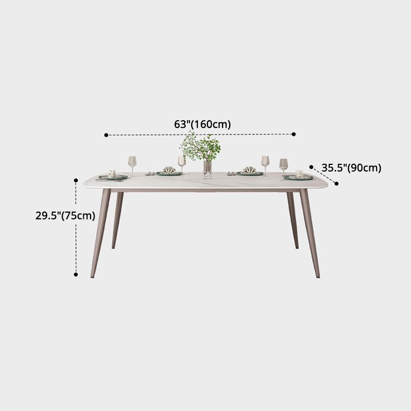 Nordic 1/2/5/7 Pieces Rectangle Dining Set Sintered Stone Dining Table with Leather Chairs