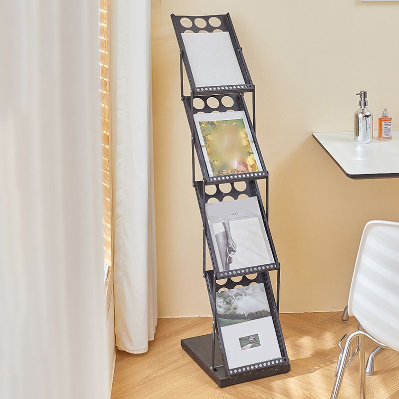 Metal Closed Back Shelf Bookcase Contemporary Folding Book Shelf