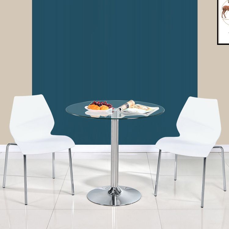 Modern Style Glass Kitchen Dining Table Round Table with Tulip Base for Home Use