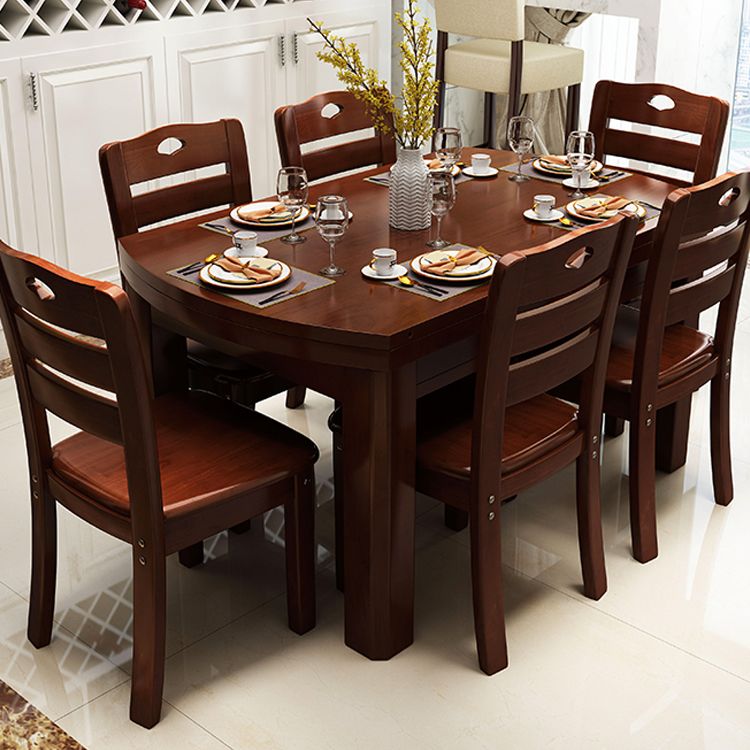 Standard Solid Wood Top Dining Set with 4 Dark Brown Wood Legs for Dining Furniture